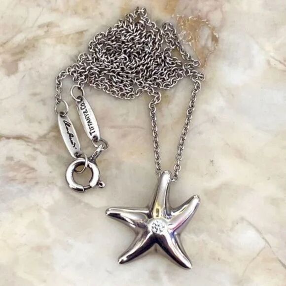 Tiffany & Co. Jewelry - Tiffany & Co. Elsa Peretti Starfish Diamond Sterling Silver Necklace